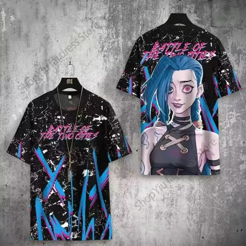 جديد أنيمي غامض الدوري Jinx ثلاثية الأبعاد تي شيرت مطبوع الرجال النساء موضة التي شيرت تنفس قصيرة الأكمام تي شيرت تأثيري تي شيرت الأطفال