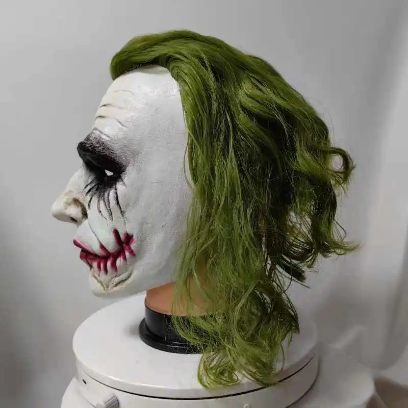 Latex Clown Masks Joker Scary Cosplay Mascaras Green Hair Halloween Carnival Dress Up Party Unisex Adult One Size Bat Knight