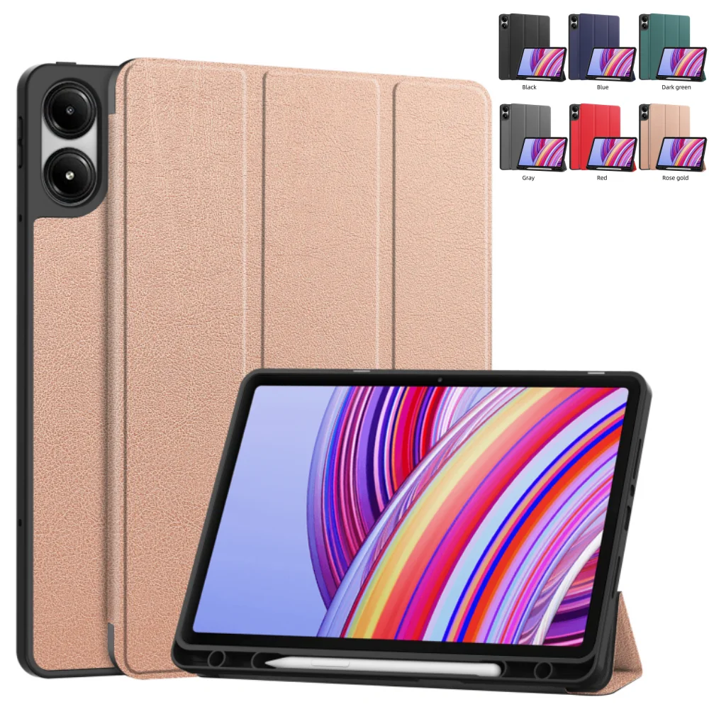 Case for Xiaomi Redmi Pad Pro 12.1 inch 2024 PU Leather Magnetic Tri-fold Tablet Cover for Redmi pad Pro 12.1