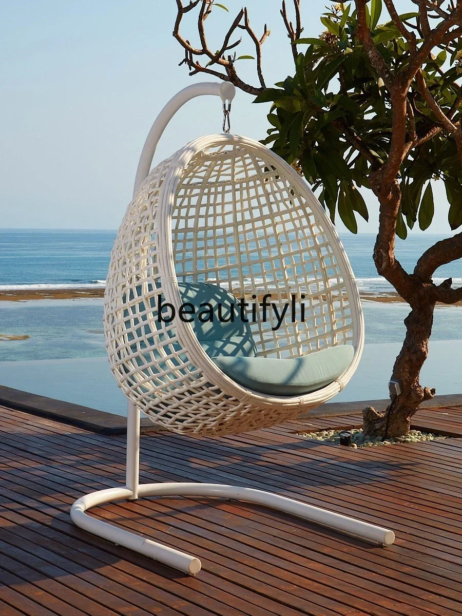 2003 Hanging Basket Rattan Chair Rattan Woven Bird's Nest Floor Lazy Rocking Chair Balcony Cradle Outdoor Swing