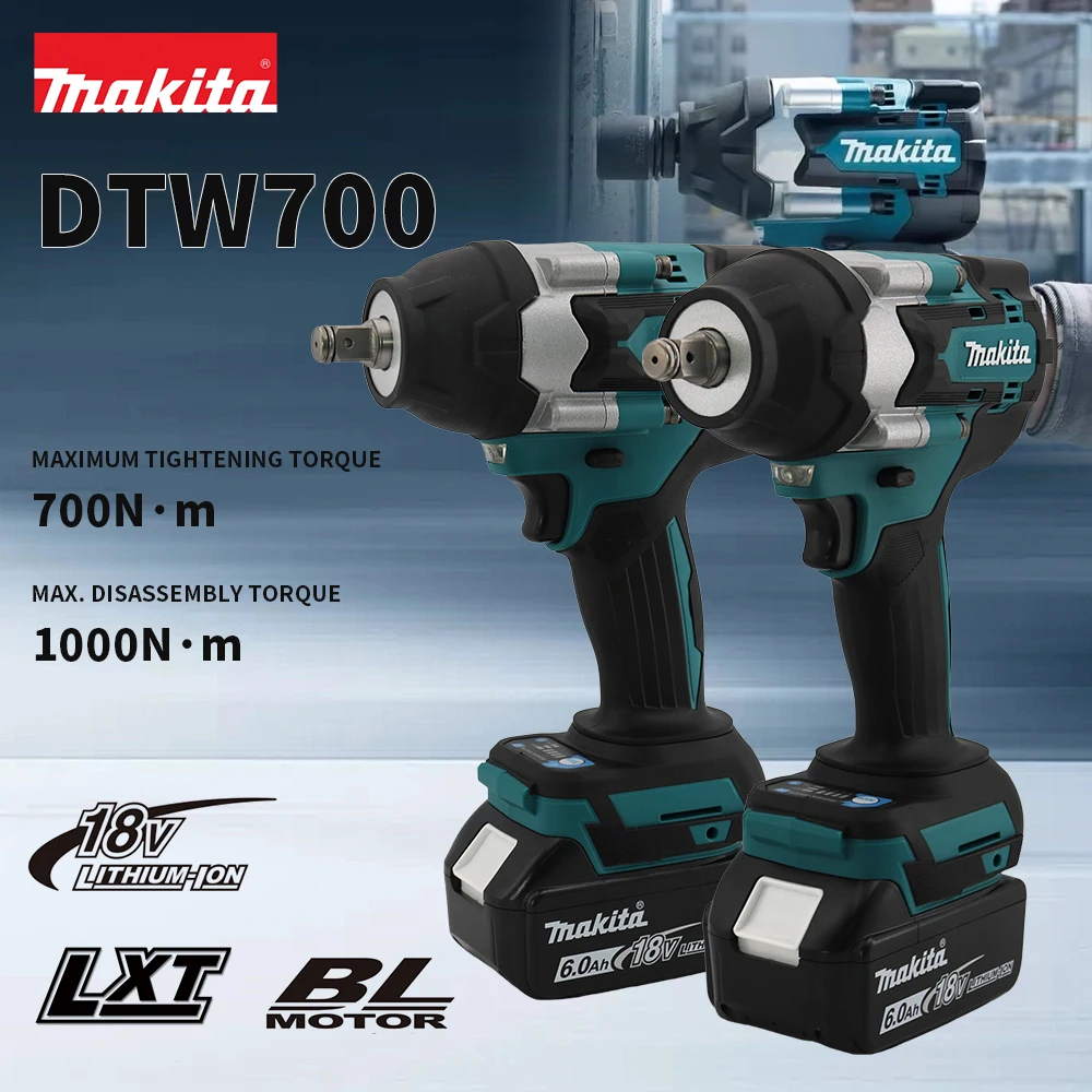 New Makita DTW700 Brushless Rechargeable Electric Large Torque Screwdriver Wireless Drill Impact Wrench 18V Battery Power Tools