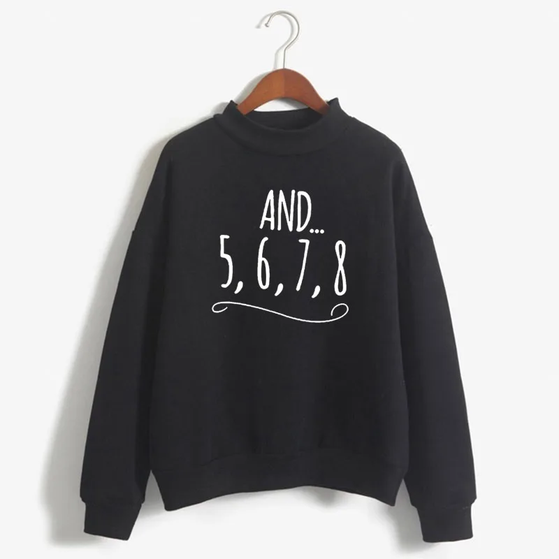 

And 5 6 7 8 dance teacher Print Woman Sweatshirts Sweet Korean O-neck Knitted Pullover Autumn Winter Candy Color Women Clothing