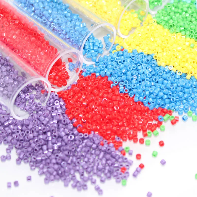 MKY Beads 2.0MM 10Grams/Tube Glossy Multiple Colors Glass Beads For DIY Needle Work Sewing  Dress Adornment