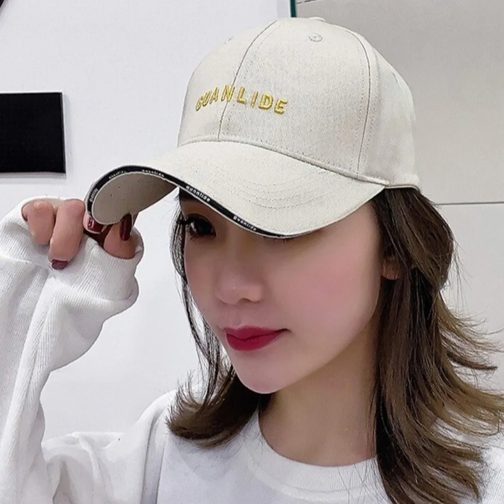 

Fashion Adjustable Baseball Cap Soft Top Breathable Sunshade Duckbill Cap Embroidered Design Wide Brim Cap for Men Women