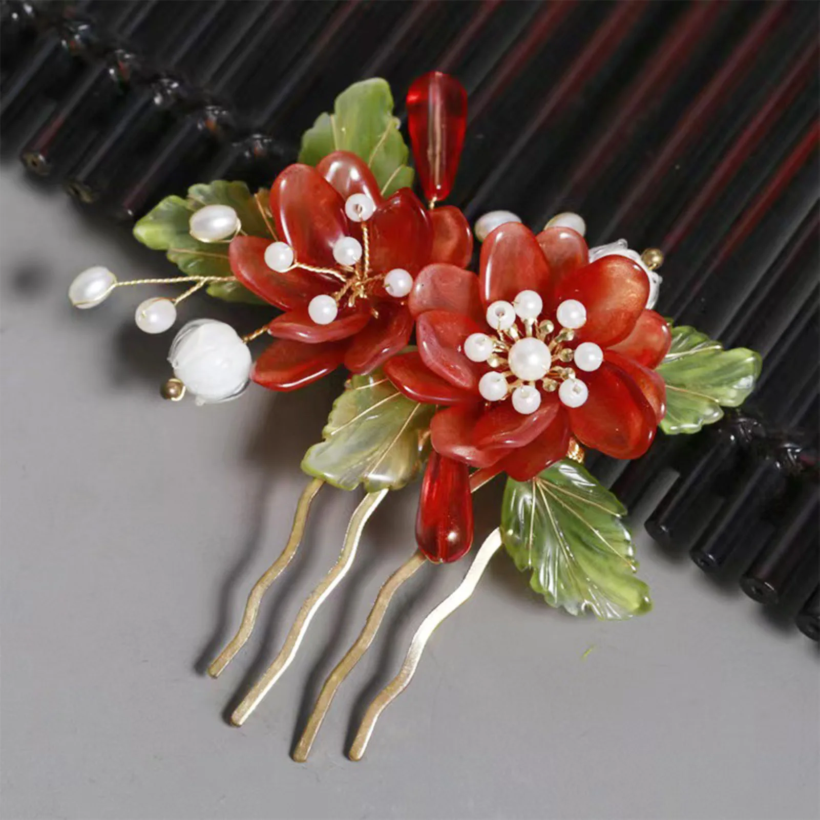 

Chinese Wedding Side Pin Floral Hair Comb For Women Fairy Girls Hanfu Decor Hairpin Forks Vintage Tiaras Hair Clip Jewelry
