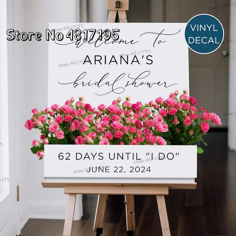 맞춤형 신부 샤워 웰컴 사인 데칼, DIY 꽃 상자, 웨딩 사인 부케 상자, 웨딩 웰컴 스티커