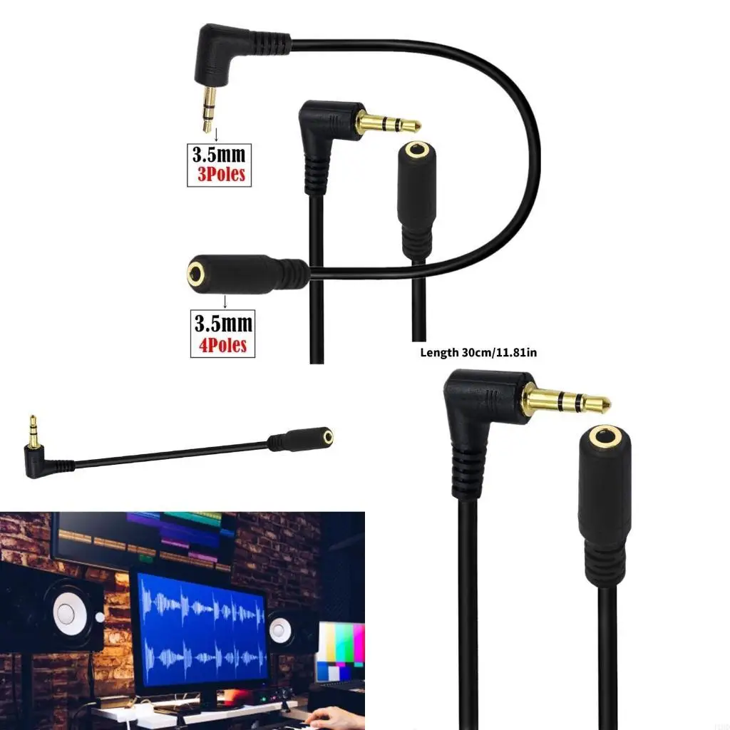 J1HD 3.5mm Male to 1/8inch 3.5mm Female Stereo Audios Jacks Adapter Cable Audios Cord