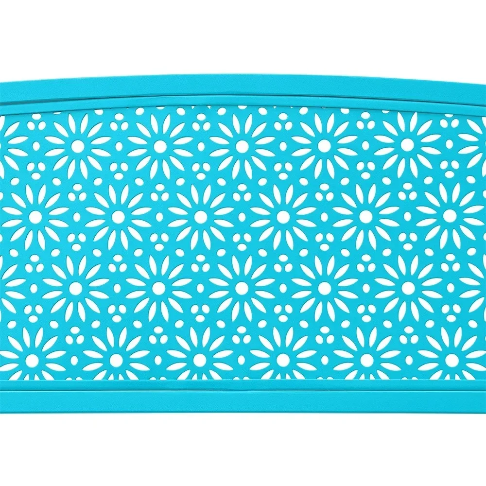 Outdoor Metal Garden Bench Steel Patio Loveseat Park Bench - Blue