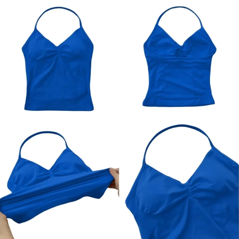 

Summer new women's yoga suit sexy seamless sportswear 2-piece set neck sportswear fitness suit shoulder strap shorts