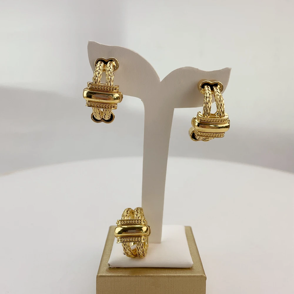 EMMA مجموعات مجوهرات فاخرة برازيلية للنساء دبي مطلية بالذهب الأفريقي اليدوية الزفاف مجموعة الزفاف قلادة جريئة FHK21000