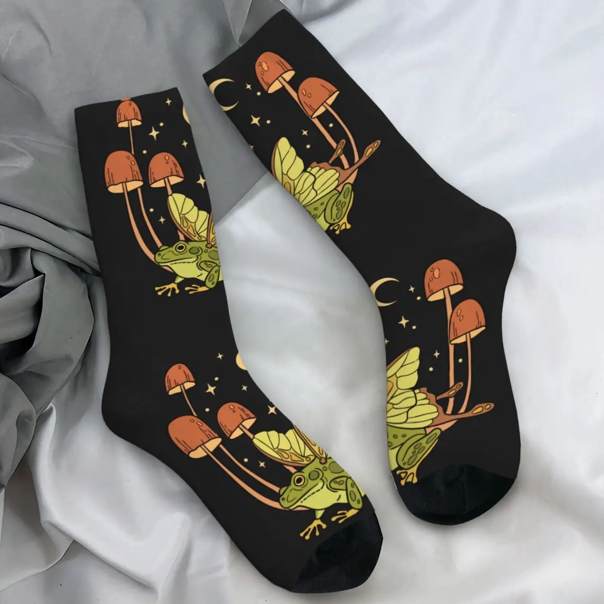 

Носки с сказочной лягушкой, осенние чулки в стиле бохо с луной, мужские удобные носки для отдыха, противоскользящие носки с графическим рисунком для скейтборда