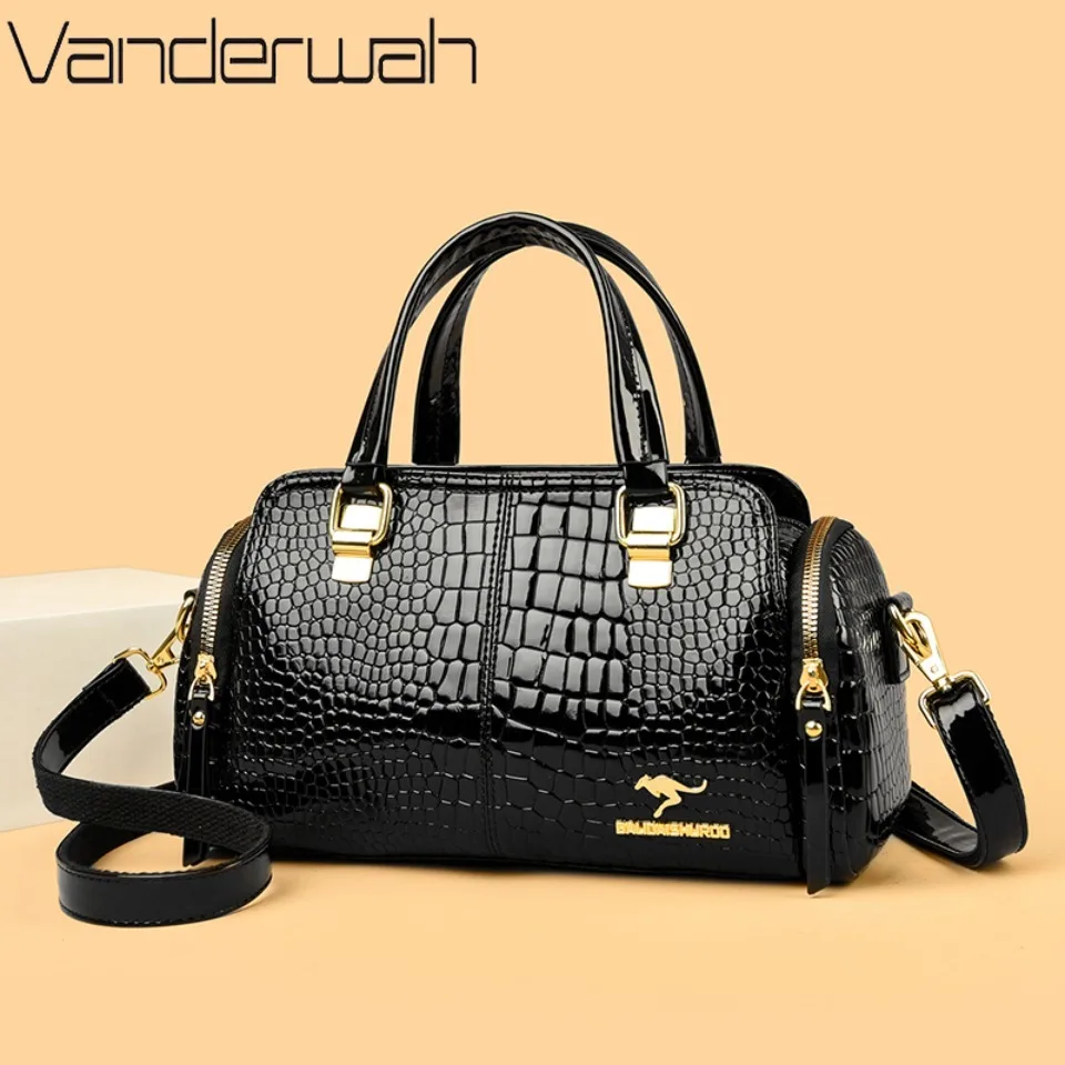 

Women's Crocodile Patent Leather Handbags High Quality Shoulder Crossbody Bags for Women Luxury Designer Tote Messenger Bag 2026