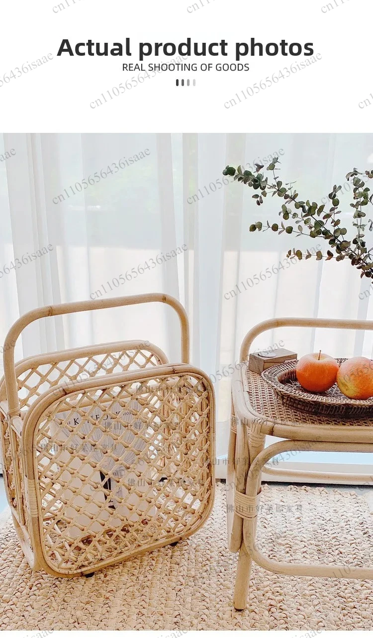 Floor Rattan Storage Basket Ins Style Magazine Bookshelf Newspaper Organizer Home Homestay Use