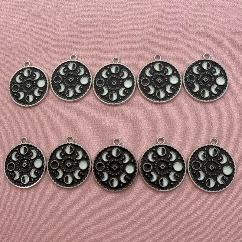 15pcs alloy oil dripping lunar eclipse phenomenon change pendant, DIY jewelry making earrings, keychains, jewelry accessories