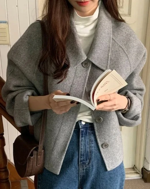 

Зимнее шикарное модное шерстяное пальто, женское длинное пальто с воротником-стойкой, высококачественная верхняя одежда на одной пуговице