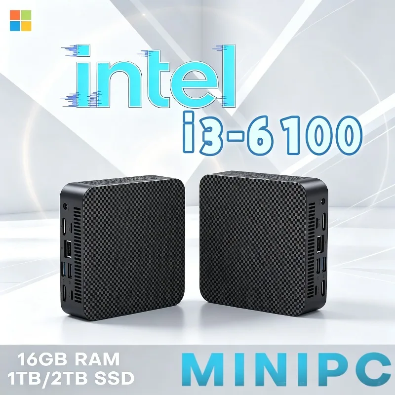 Intel Core i3-6100 Small Pocket Computer 2026 Mini PC 16GB RAM 1TB SSD WiFi 6 BT5.2 Gaming Desktop PC Portable