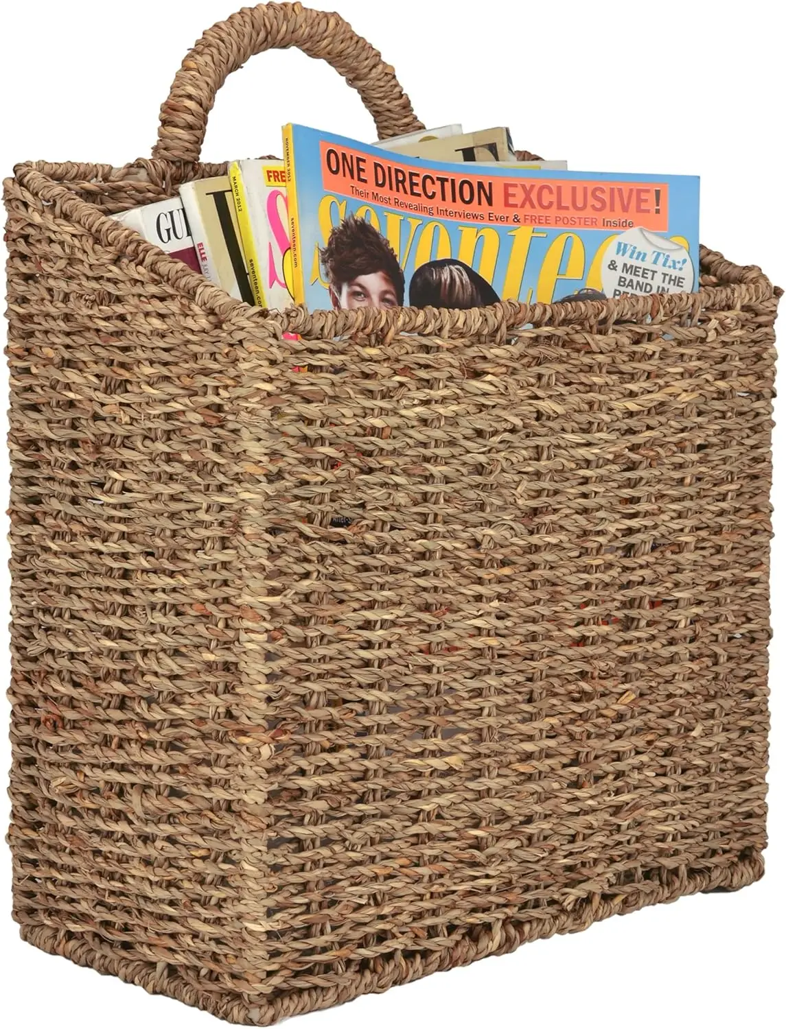 

Large Rustic Woven Wall Basket, Decorative Storage Organizer for Magazines and Mail