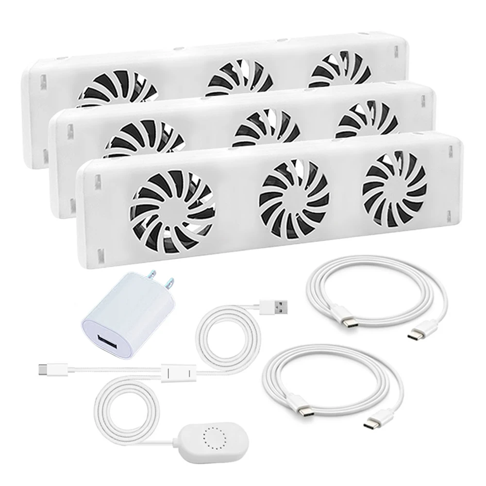 Smart 3-Fan Magnetic Fireplace Fan Cooling Fan Set Enhance Home Comfort Easy Installation Heating Cooling Vents Part US-Plug