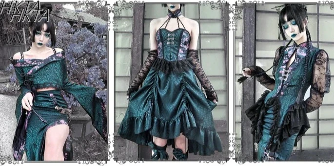 

Original Snake Sexy Gothic Dress Women Harajuku Aesthetic Summer Heavy Industry Mesh Slit Neck Cheongsam Dress Print Tassels Top
