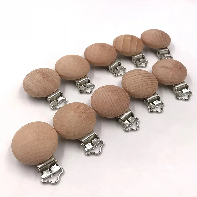 ABCPICK 20pcs Wooden Pacifier Clip Wooden Pacifier Clip Holder Accessories Bracket For Making Baby Toys Gift Diy Dummy Chains