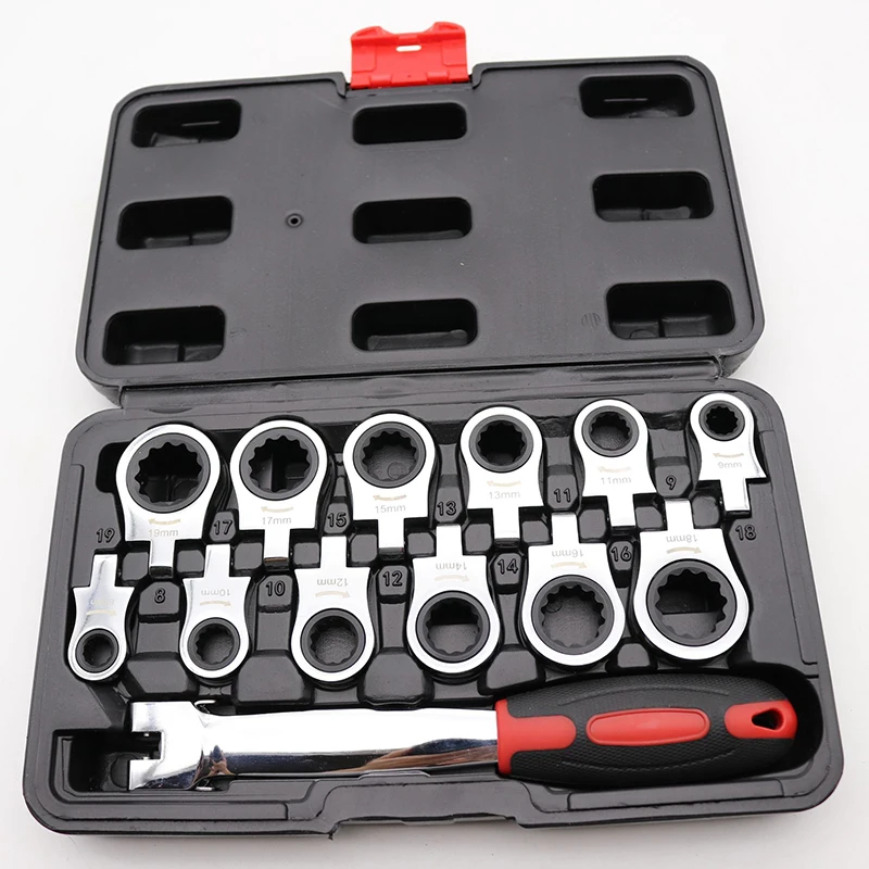 Ratchet Wrench Shaking Spanner Head Interchangeable Combination Set Rotatable 180 ° Removable Flexible Torque Spanner