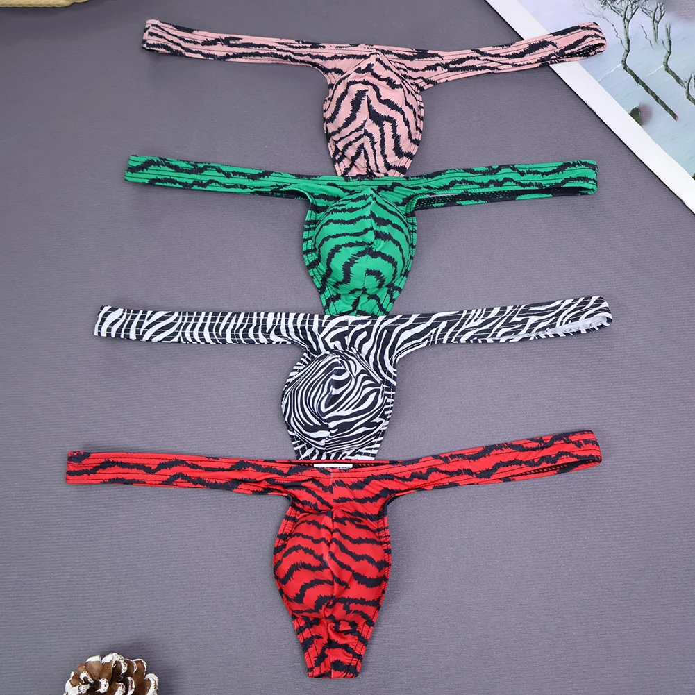 

Men For Zebra Stripe Low Waist Bikini Japanese Thong Stretch Underwear For Man Gay Sissy Bulge Pouch Elastic Exotic G-string