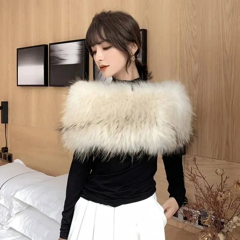 

Шаль из натурального лисьего меха, зимняя женская шаль из натурального лисьего меха, эластичная вязаная теплая ручная вязка на плечо, женский шарф из лисьего меха, шарф из натурального меха