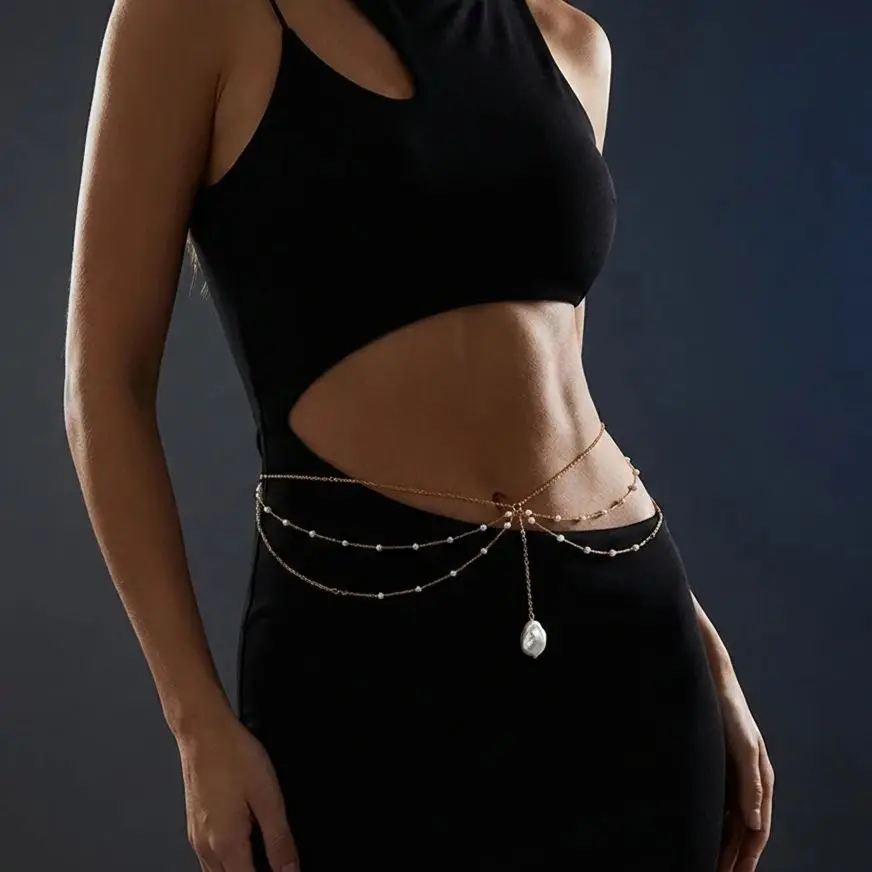 Boho Imitation Pearl Body Chain for Women Summer Beach Bikini Sexy Tassel Waist Belly Chains Party Holiday Jewelry Accessories - view 5