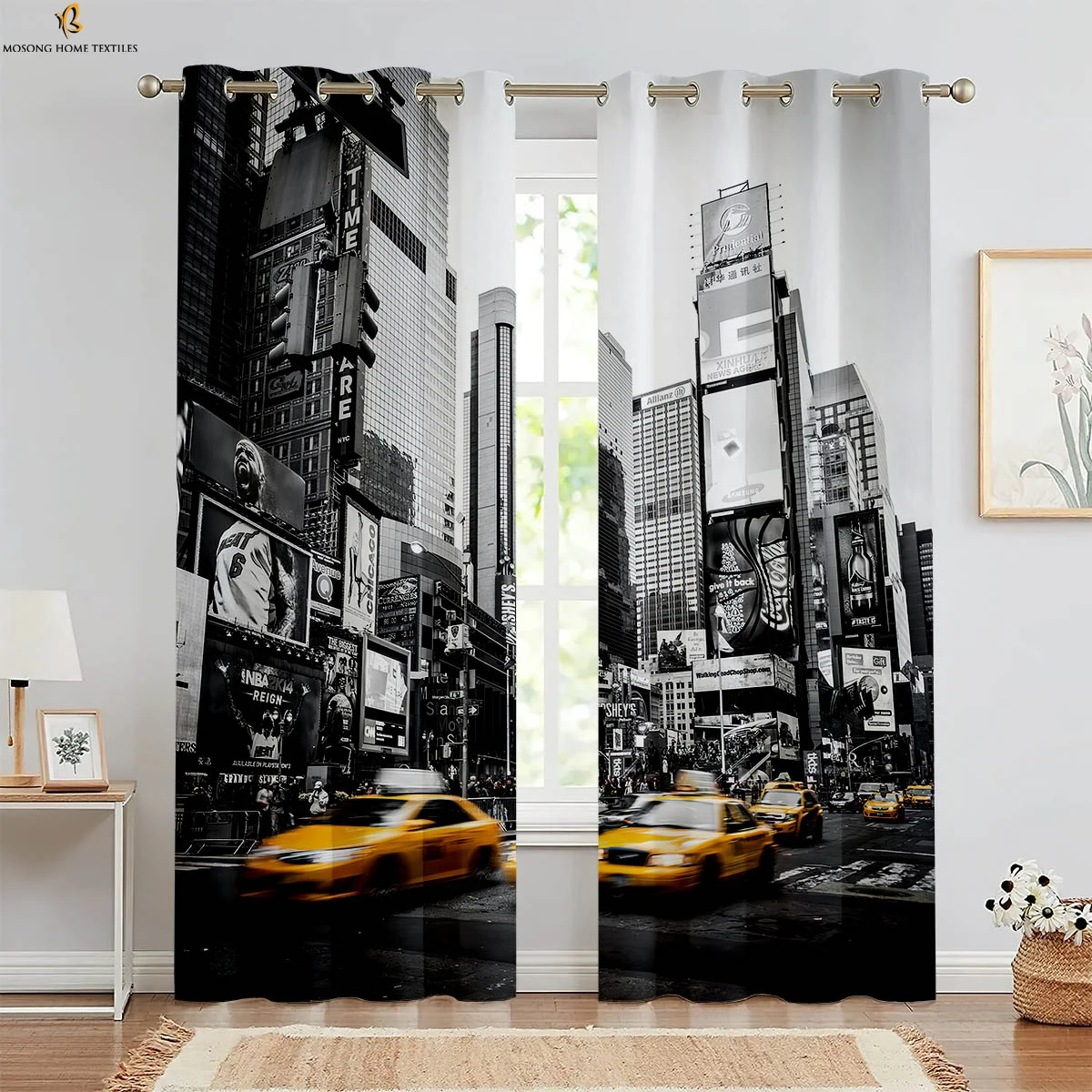 Black And White Architectural Mailbox Retro Landscape 3d Printing Curtain Bedroom Living Room Study Decorative Curtain 2 Pieces