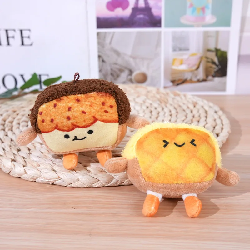 Pluszowa zabawka w kształcie tosty z kreskówki, kreatywny wisiorek, akcesoria do plecaka szkolnego, pluszowa lalka dla dzieci, breloczek do kluczy, prezent urodzinowy.
