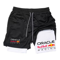 New Men's 2-in-1 Red Bull Sports Shorts Breathable Casual Quick Drying Double-layer Shorts Summer Running Sports Underwear M-3XL