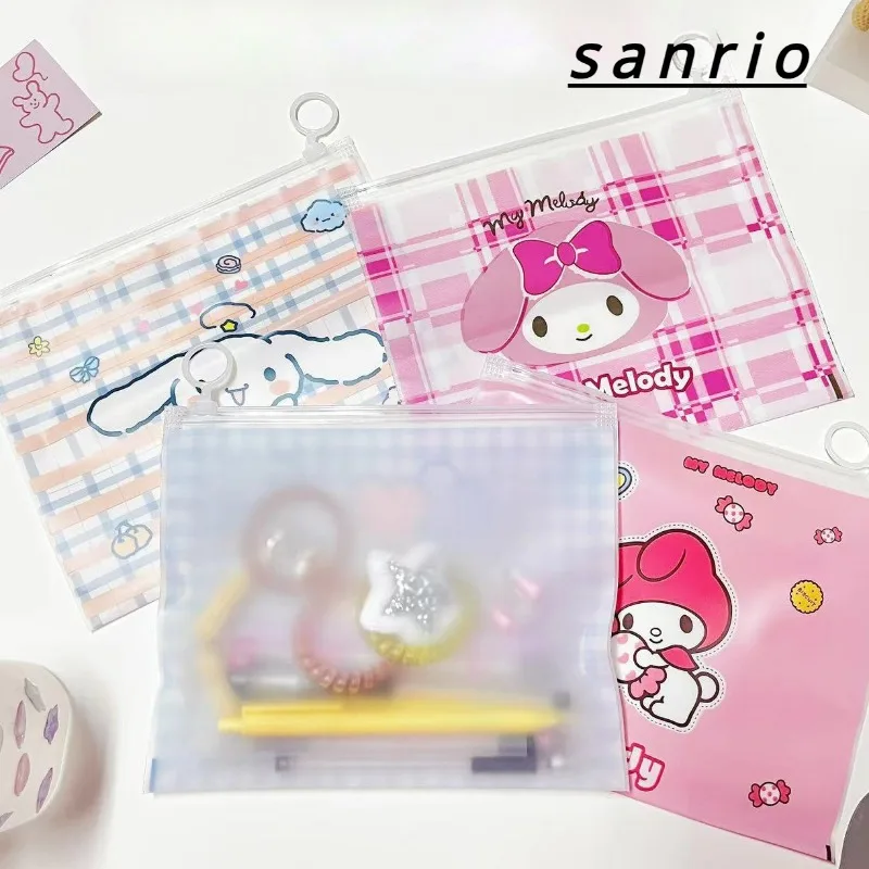 Sanrio Hello Kitty My Melody Kuromi Cartoon Anime Character Cute Frosted Pull Ring Portable Storage Bag Holiday Gift