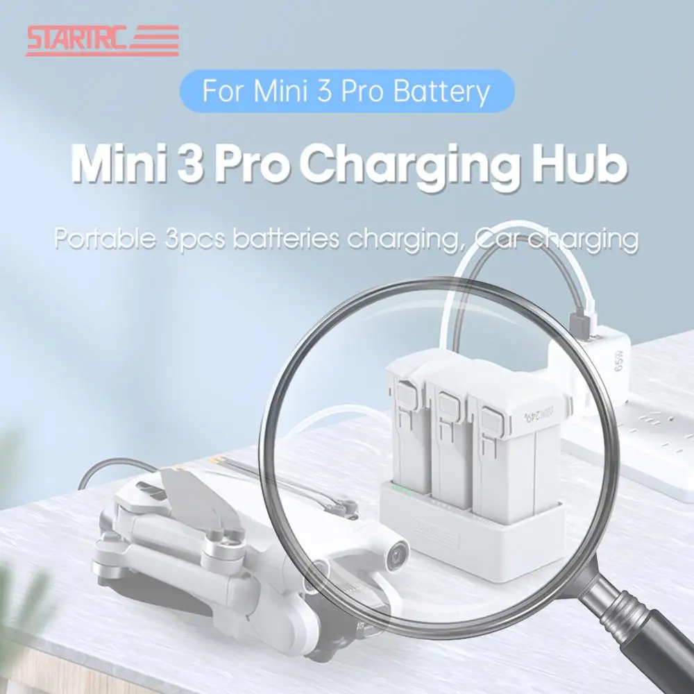 

Plastic Charging Hub Dock 3 in 1 3 Solts Quick Charging Hub Dock Automatic Detection Charger Dock Accessories for DJI Mini 3 PRO