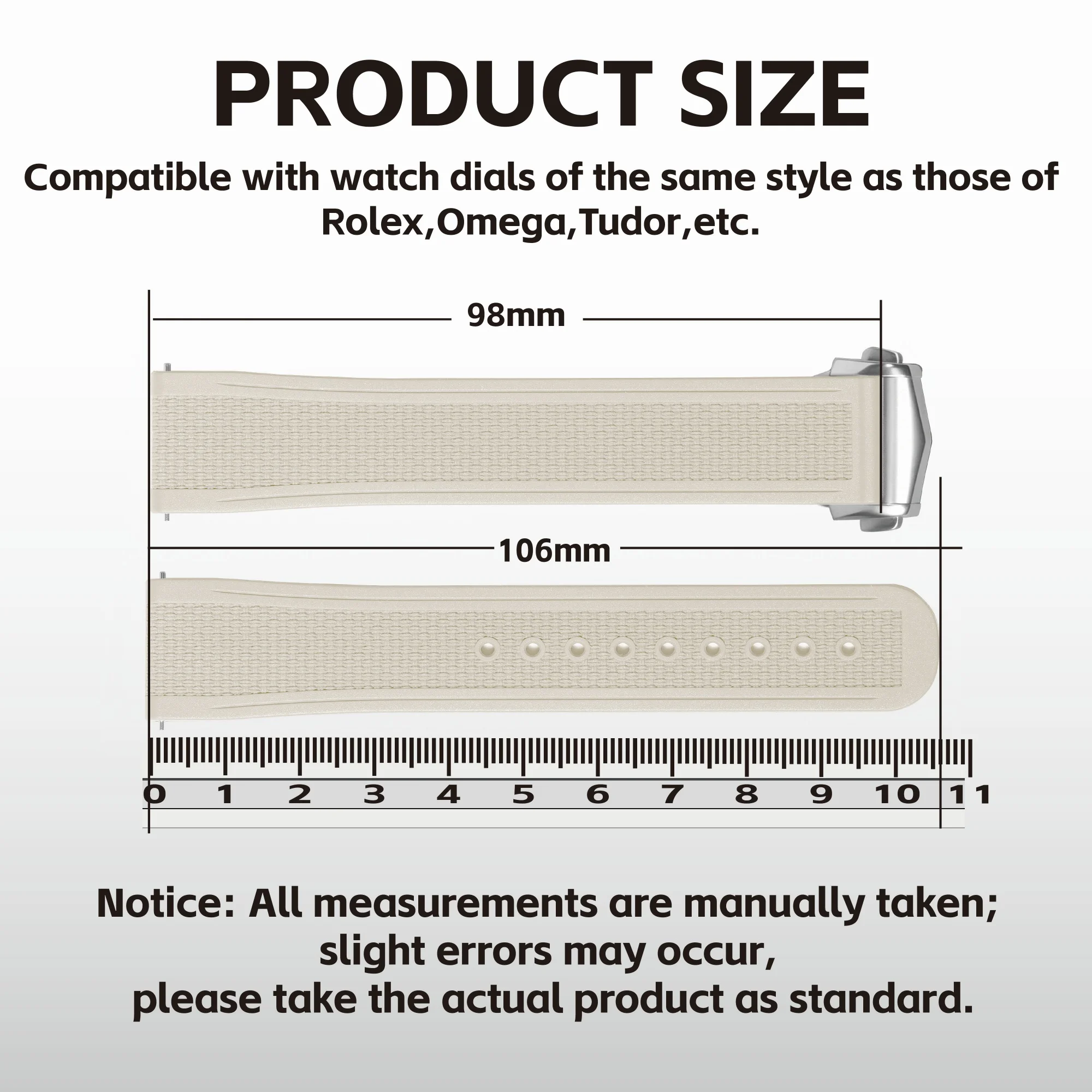 Sports FKM Rubber Watch Band Woven Pattern Durable Outdoor Deployant Strap with Folding Clasp 20mm/21mm/22mm