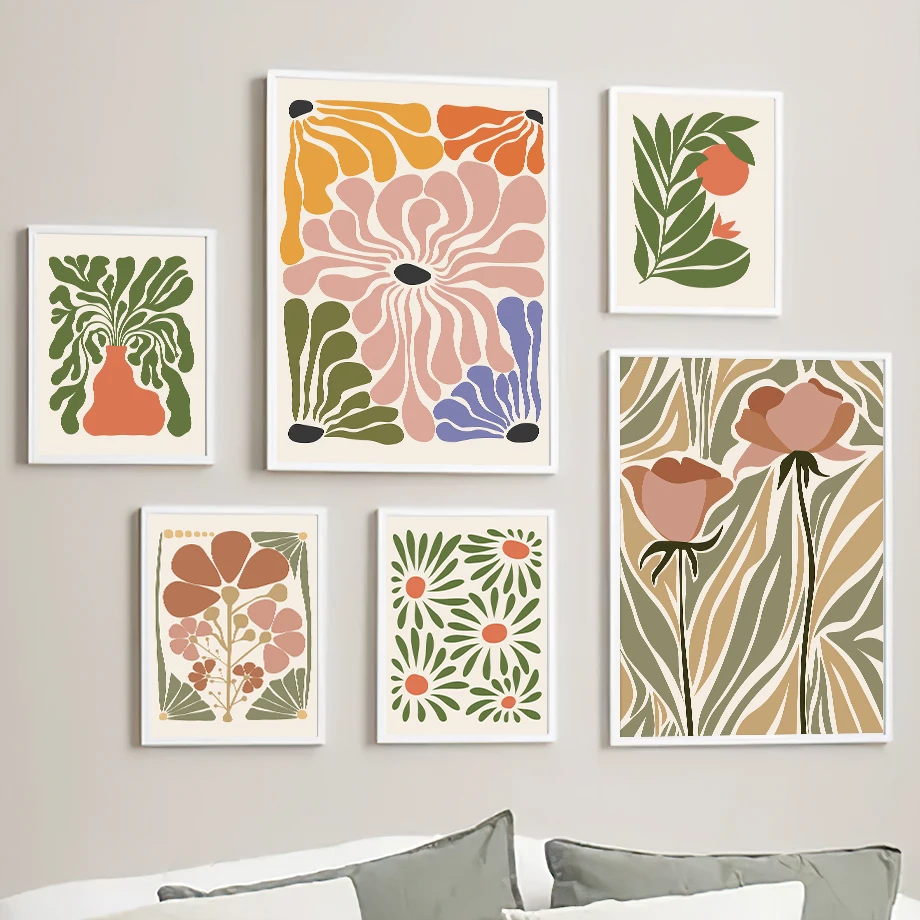 1pc frameless Canvas Painting Abstract Flower Market Rose Daisy Vase Leaf Wall Art Canvas Painting Vintage Posters And Prints Pi