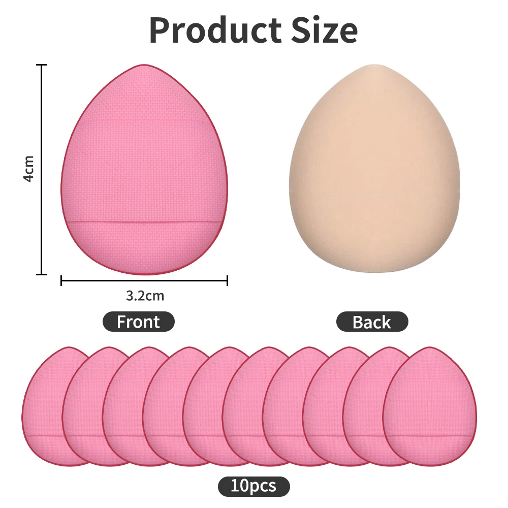 แป้งฟองน้ำแต่งหน้า10ชิ้นพัฟแบบมินิฟิงเกอร์พัฟชุดเสริมสวยฟองน้ำสำหรับแต่งหน้าแป้งพัฟแบบมินิ