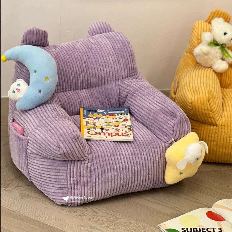 Cute Children's Sofa Bean Bag Baby Lazy Sofa Wool Fabric Small Cotton And Linen Lamb's Seat Chair Removable And Washable Couch