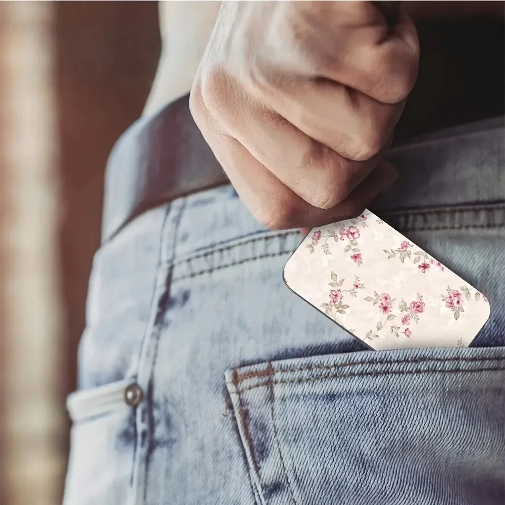 Pink Floral Metal Match Tin, Small Portable Rectangular Matchbox Holder, Vintage Decor Storage Case for Matches Small Trinkets
