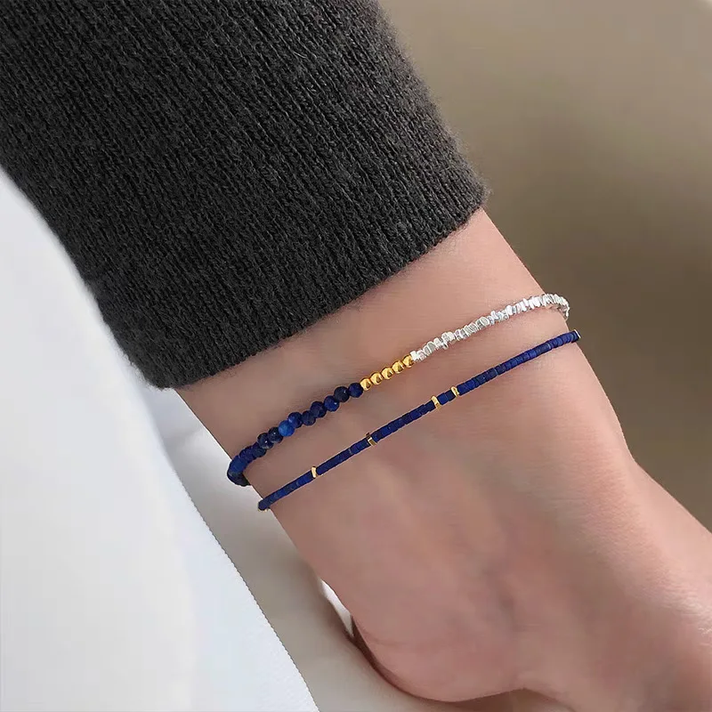 Blue beads irregular broken silver bracelet for women extremely fine fashion high-end design exquisite bracelets party jewelry