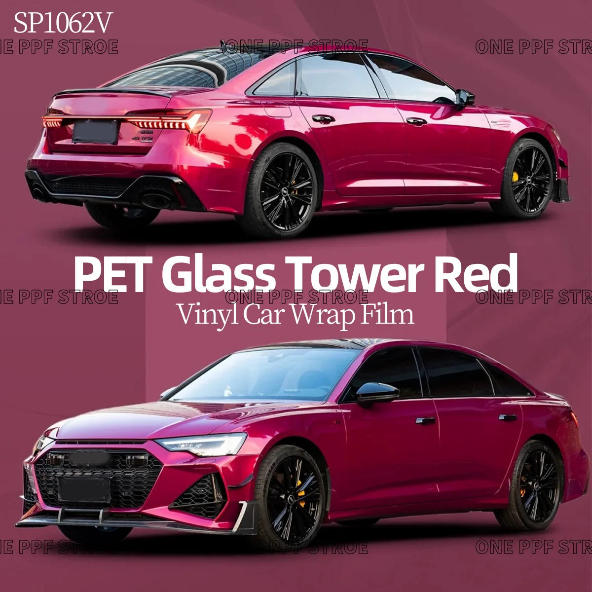 

GLASS TOWER RED New color PET wrapping vinyl film super glossy car wrap film 1.52*18m/5*59ft