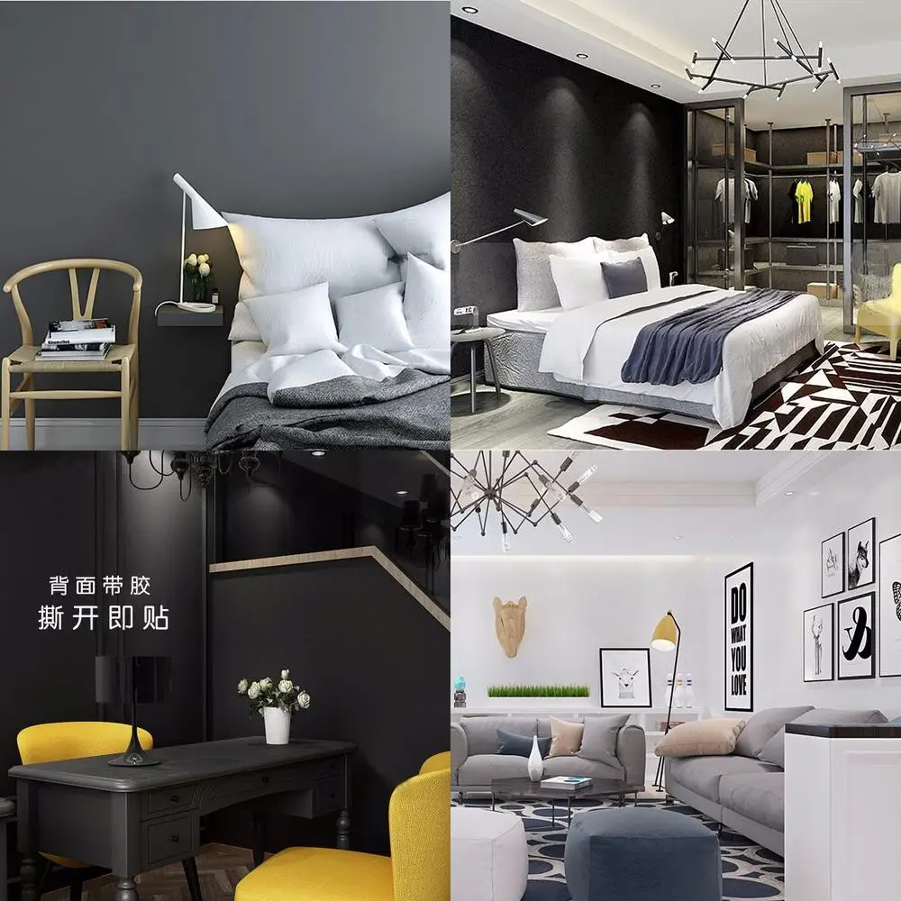 

Nordic ins style dark gray solid color self adhesive wallpaper pure white light gray for clothing store dorm with backing glue