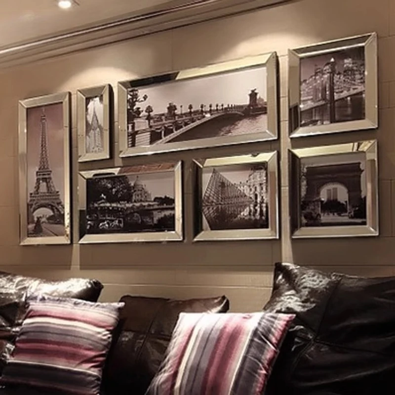 

Минималистичная зеркальная фоторамка, настенная подвеска, настенная подвеска, украшение для ТВ-фона