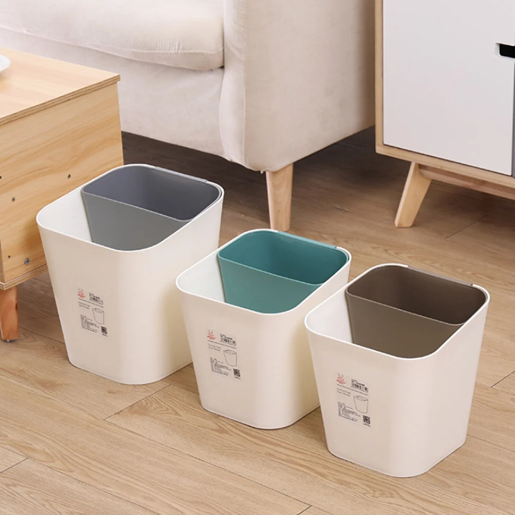 

Home Trash Can Wet and Dry Separation Design Plastic Garbage -Friendly PP Material Simple Fashion Style Grey