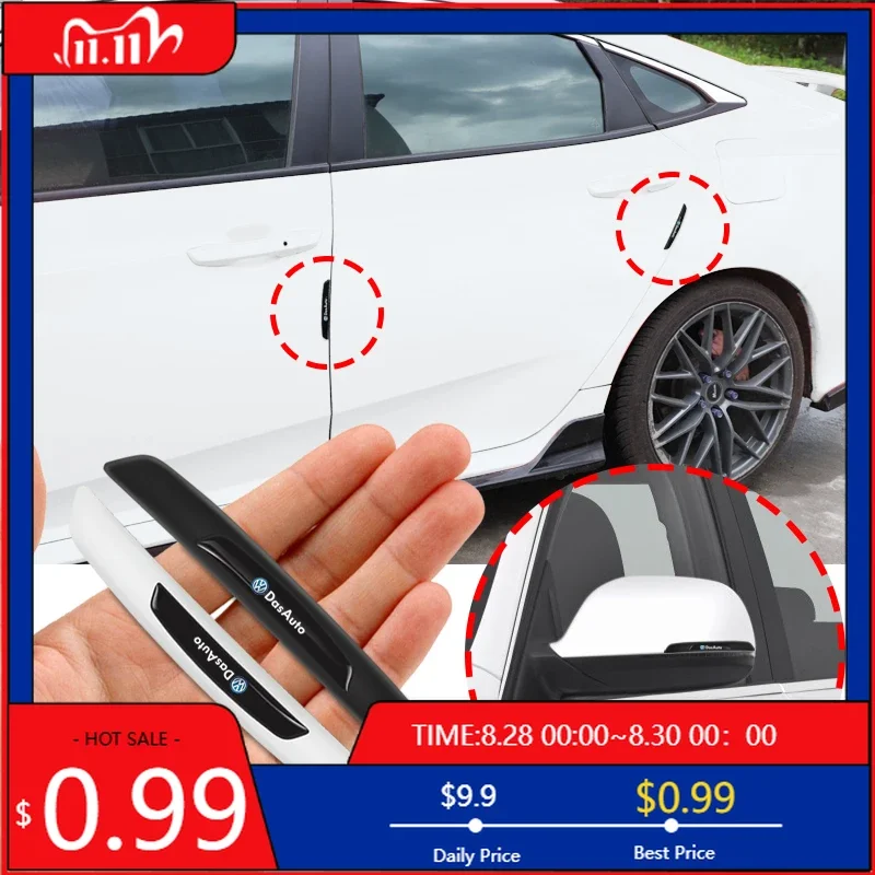 

Hub Caps 4Pcs Car Door Rearview Mirror Protector Stickers Rubber Anti-Collision Strip For Volkswagen GTD Magotan R-LinePassat GT