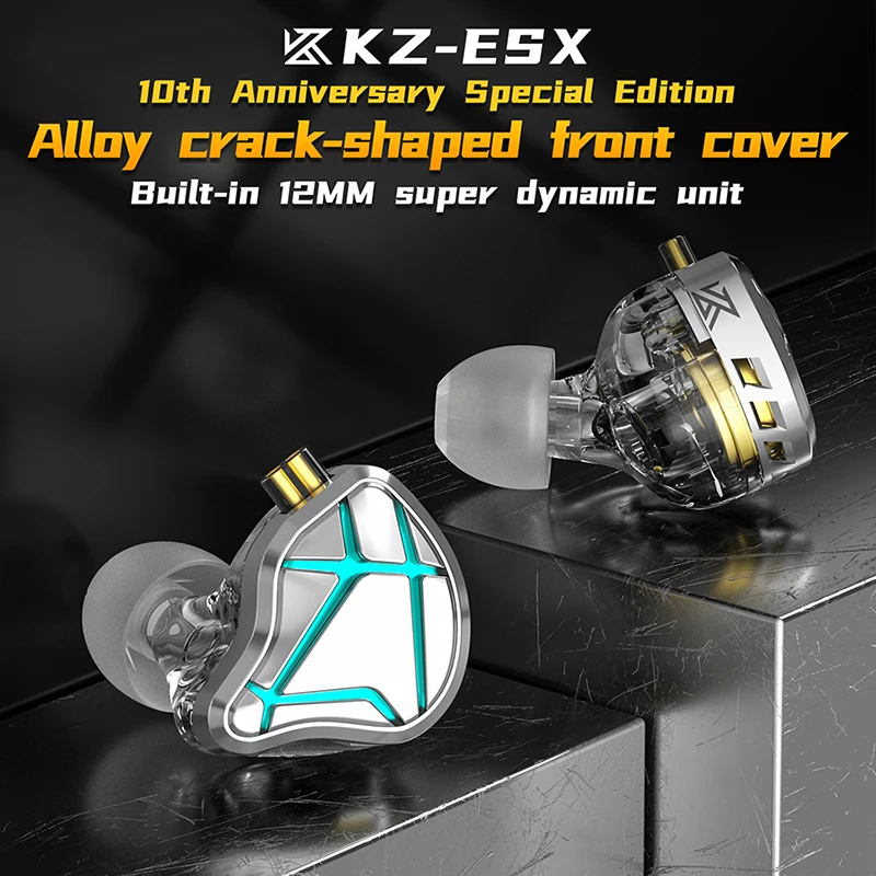 KZ ESX auricolare 12MM Dynamic HIFI Bass auricolari cuffie Sport Noise Cancelling Headset edizione speciale Wired IEMs EDA EDX EDS