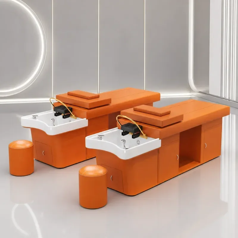 Bojoor Thai Hair Treatment Shampoo Bed with Water Circulation Fumigation Heater and Cross Mirror for Massage