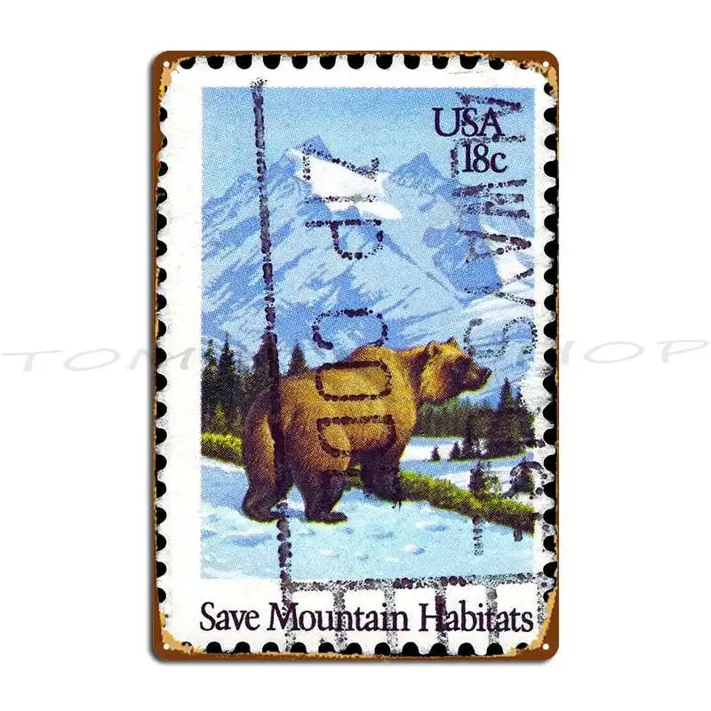 Wild Majesty Snowy Peaks And The American Bear Metal Plaque Designing Home Funny Club Personalized Tin Sign Poster