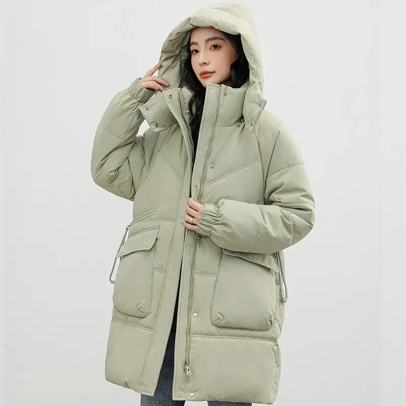 

2024 Women Winter Jacket Fashion Warm Hooded Down Coats Quilted Thicken Long Parkas New Elegant Padded Jackets for Women Coat