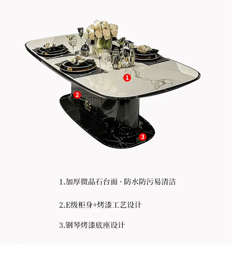 CX light luxury high sense large apartment villa flat floor living room family rectangular dining table
