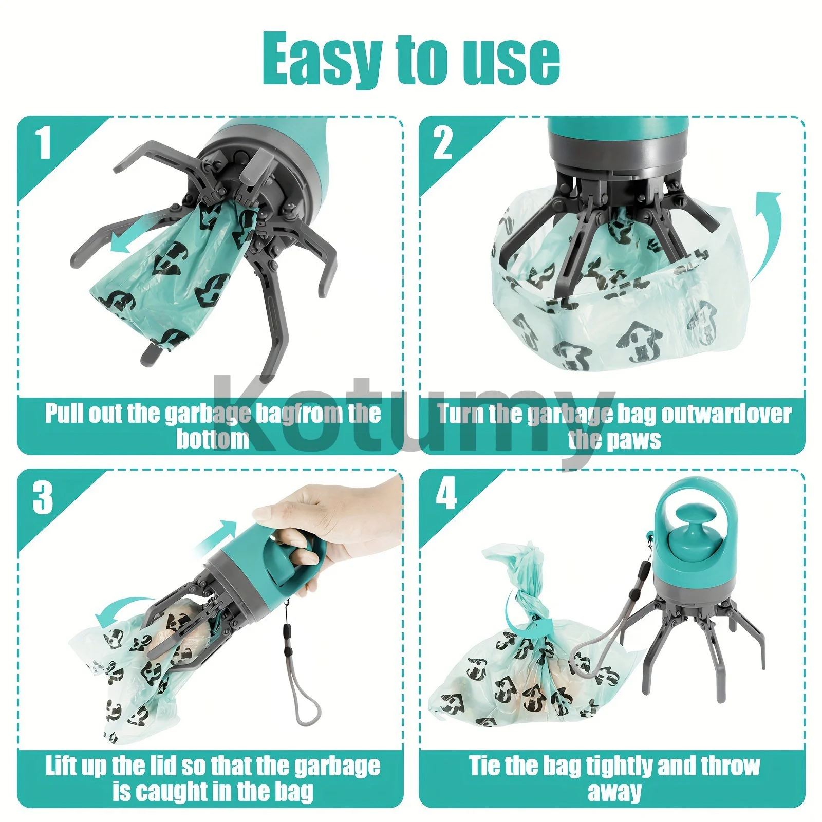 Pet Feces Collection Tool Large Capacity And Strong Grip, Able To Grab All The Poop In One Go Six Claw Design With Strong Bite